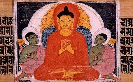 رسم تصويري لبوذا أثناء تعليمه للحقائق النبيلة الأربعة.